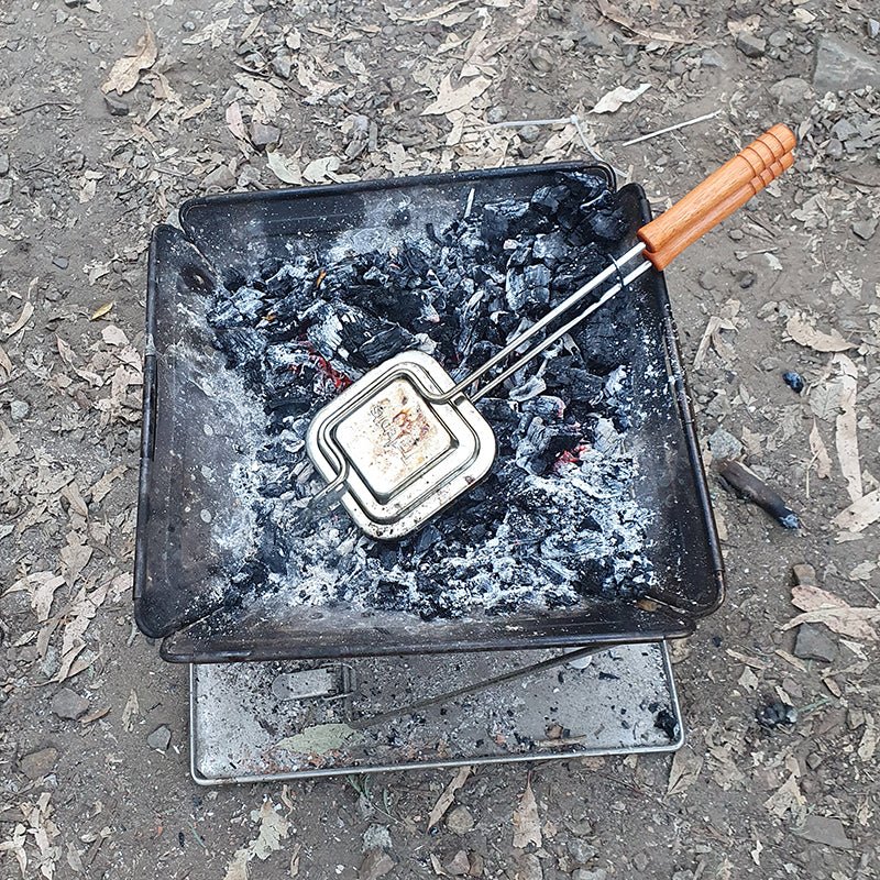 Camp fire cooking with Stainless Steel Jaffle Iron, OzWit, Travel Pits, Quokka