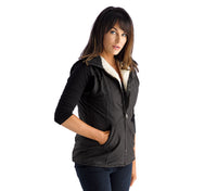 Thumbnail for Women's oilskin vest has pockets at the front and a zipped interior pocket for items