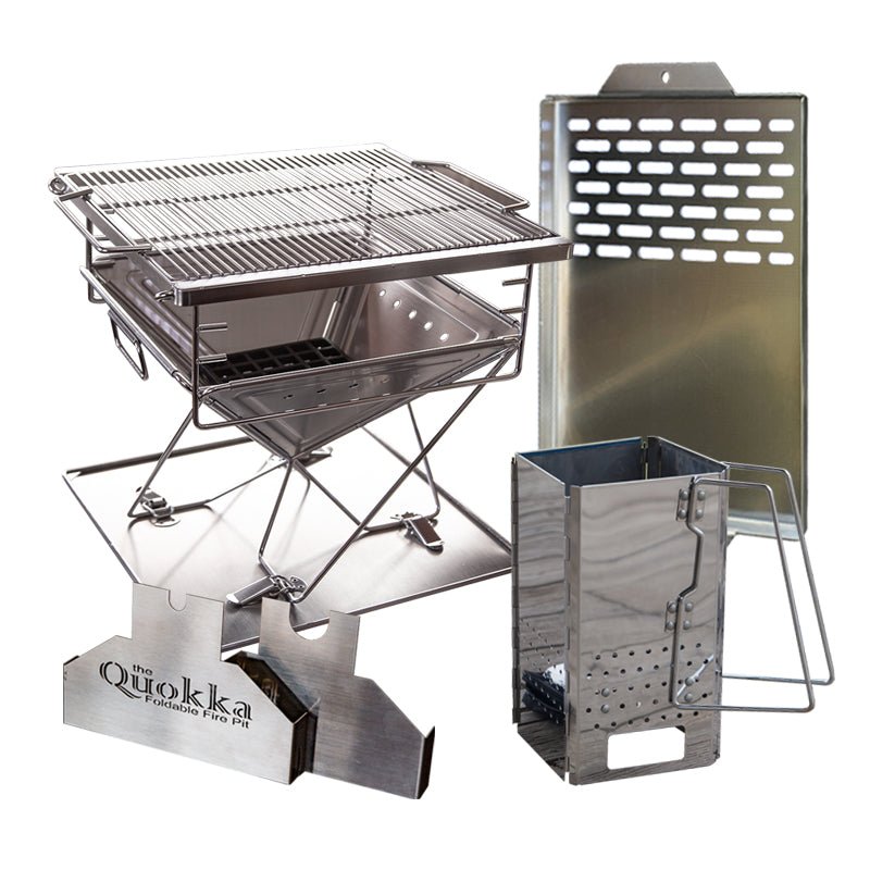 King Quokka Pack, Medium Quokka Charcoal Starter, BBQ Plate, Rotisserie Brackets