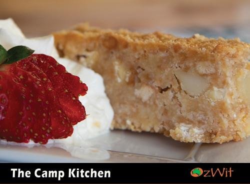 The Camp Kitchen, OzWit, Camp Oven Cooking, Macadamia Slice