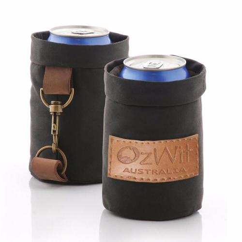 Insulated can cooler, stubbie holder, oilskin stubbie holder