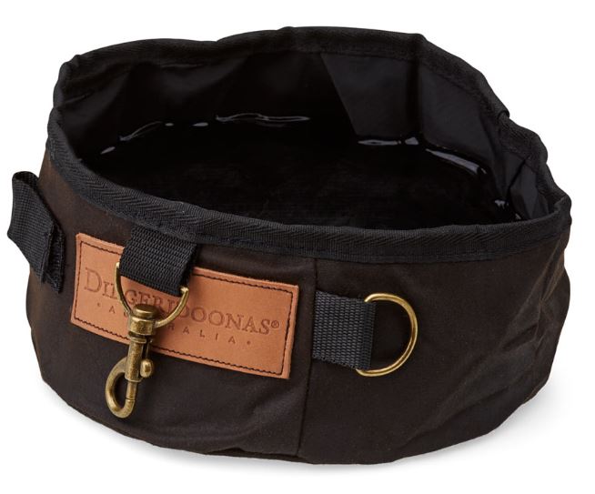 Folding oilskin dog water bowl