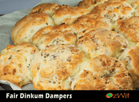 Thumbnail for Cook books, camp oven cooking, Cooking With Camp Ovens, Fair Dinkum Dampers, OzWit, Recipes, Cheese Bacon and Onion Scones