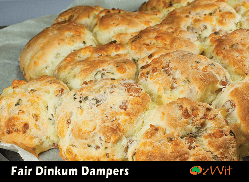 Fair Dinkum Dampers, OzWit, OzWit’s Cooking Collection, Bacon Cheese and Onion Scones