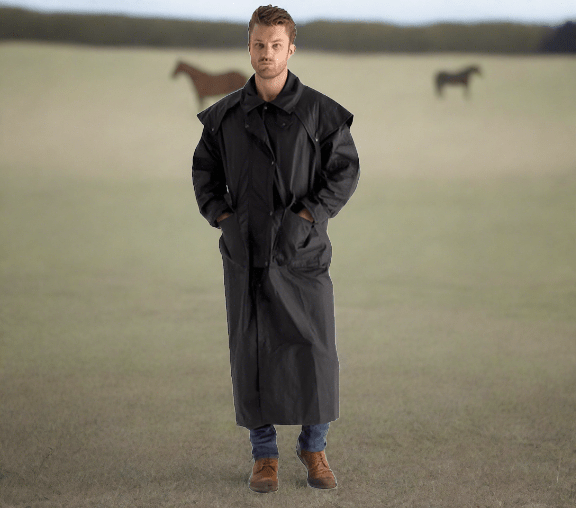 Long oilskin coat