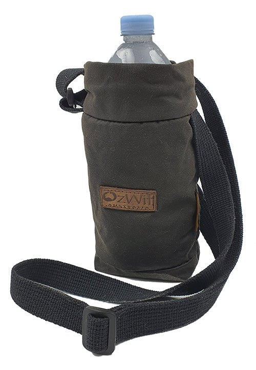 Water Bottle Holder with strap, OzWit, Oilskin, Hiking