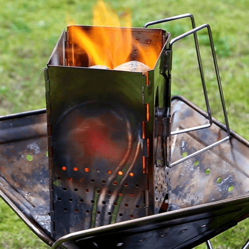 Folding Charcoal Starter Working