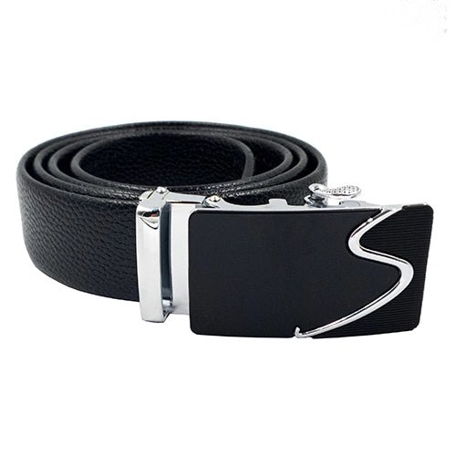 Leather Automatic Ratchet Belt, Silver Ess