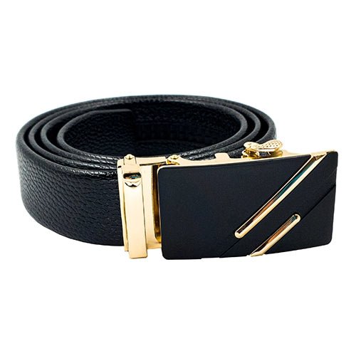 Ratchet Belt, Automatic Belt, Leather Belt, Gold Stripe