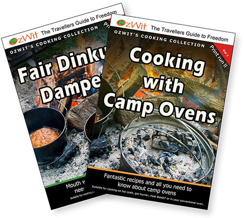 Twin Pack of Camp Oven Cook Books, Cooking With Camp Ovens, Fair Dinkum Dampers, OzWit