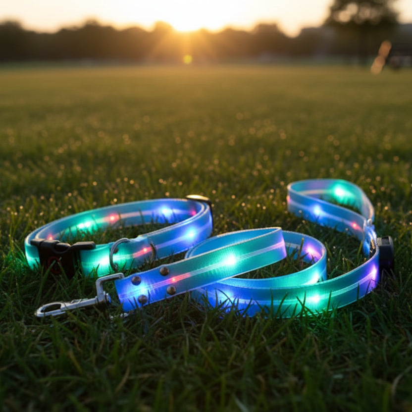 Waterproof LED Dog Collar & Leash Set | Night Safety & Camping Gear