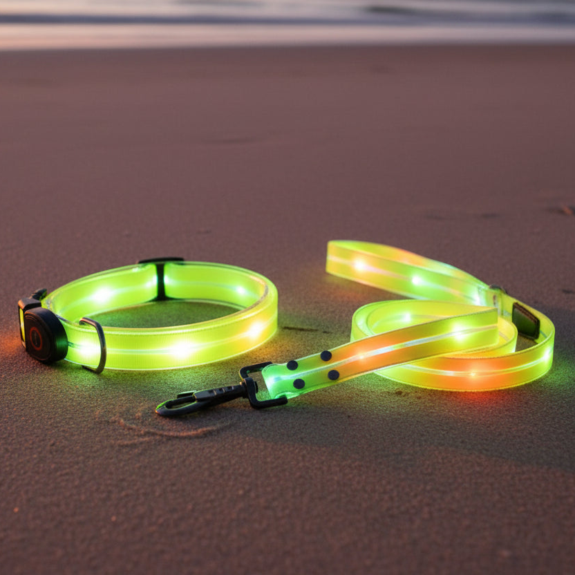 Waterproof LED Dog Collar & Leash Set | Night Safety & Camping Gear