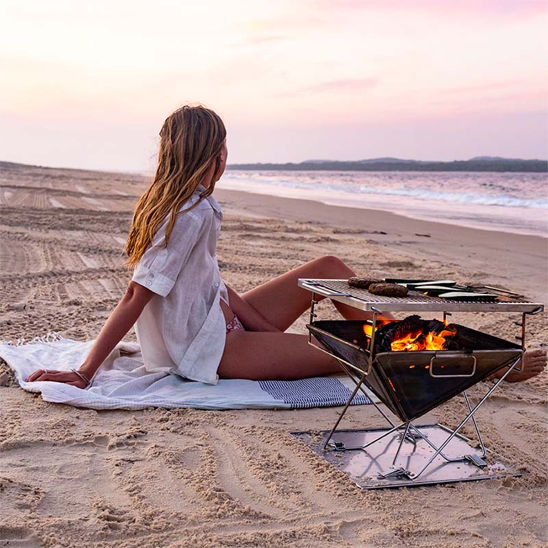 Flat pack fire pit, camp fire, beach