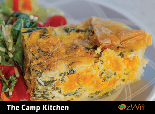 The Camp Kitchen, OzWit, Spinach and Pumkin Pie, Camp Oven Cooking