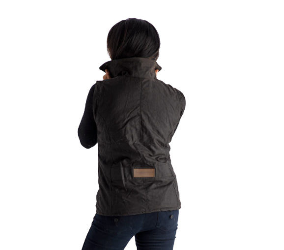 Women's oilskin vest desined with shaping for comfortable fit