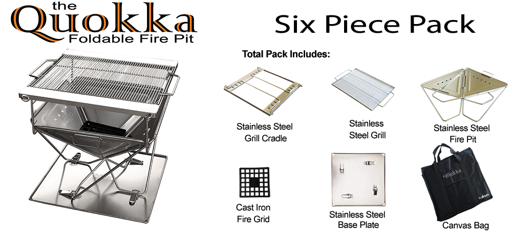 Quokka folding fire pit is a six piece set
